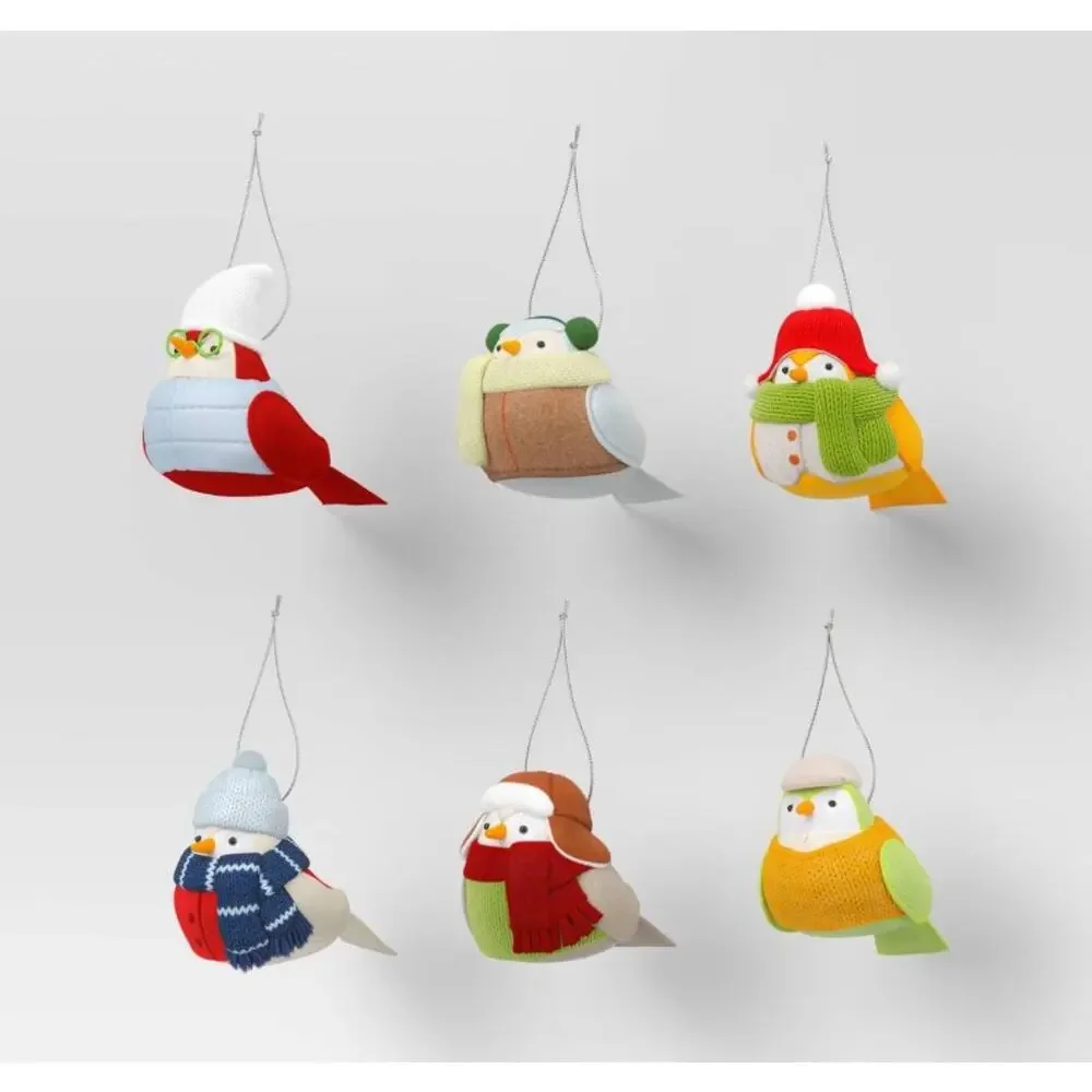 Set of 6 Wondershop Featherly Friends Christmas 2024 Bird Ornaments NEW